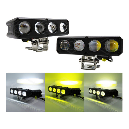 Par De Faros 24 Leds Lupa Blanco-ambar Spot Luz Fija 9-80v
