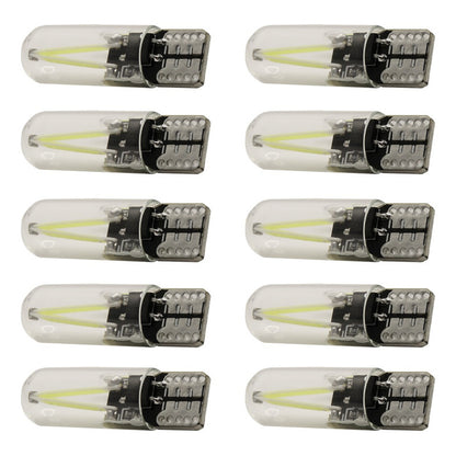 Kit 10 Foco De Pellizco Led Cob Vidrio Filamento Canbus T10
