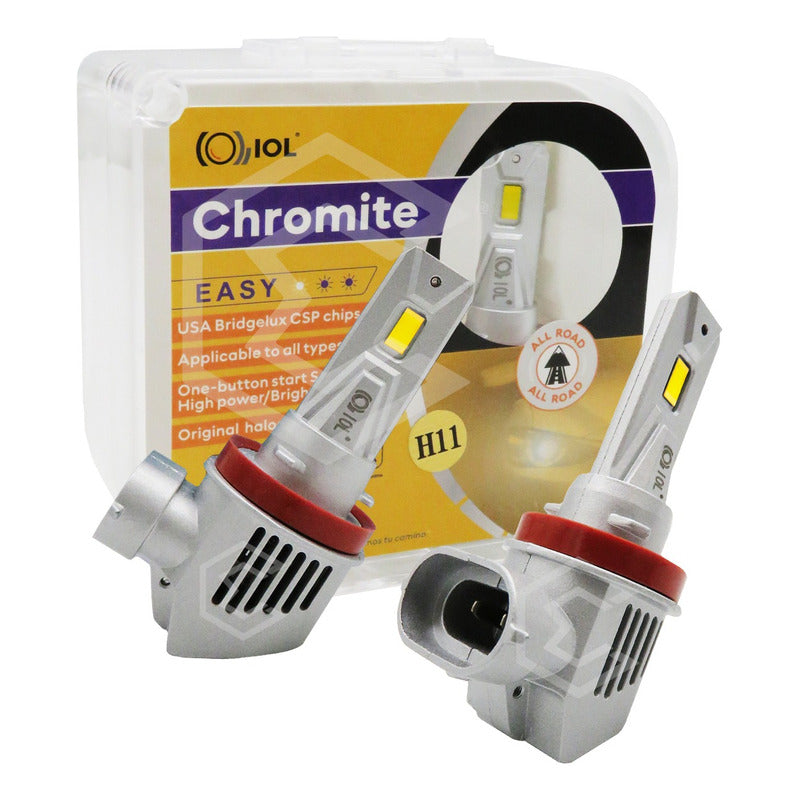 Kit Focos 12 Led Csp Ambar H11 Ventilador Alta O Baja 4200lm H11 Ambar