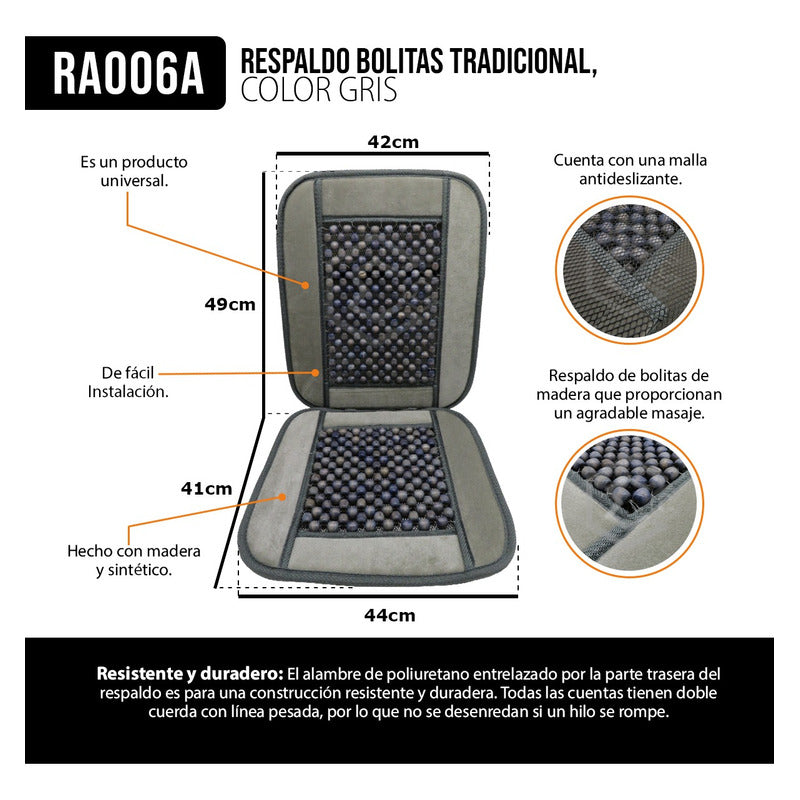 Respaldo Universal Asiento Bolitas De Madera Color A Elegir