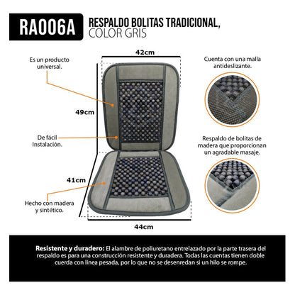 Respaldo Universal Asiento Bolitas De Madera Color A Elegir
