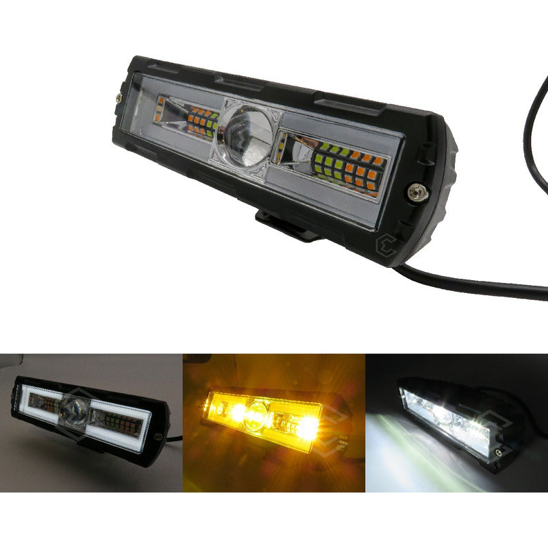 Par De Faros 18 Leds Rectangular Bicolor Con Lupa 12/24 Gel