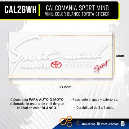 10 Calcomanía Sportmind Toyota Blanco Stickervinil Auto 25cm