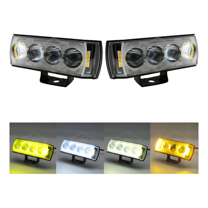 Par Faros 58 Leds 4 Lupas Blanco Ambar Fijo Estrobo 12-80v