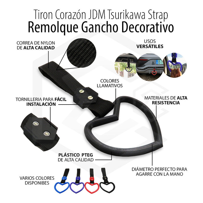 Tiron Corazon Jdm Tsurikawa Strap Remolque Gancho Decorativo