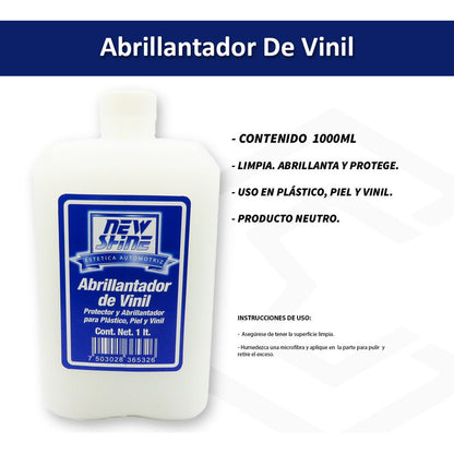 2 Abrillantador De Vinil Plastico Y Piel Liquido 1000ml Transparente