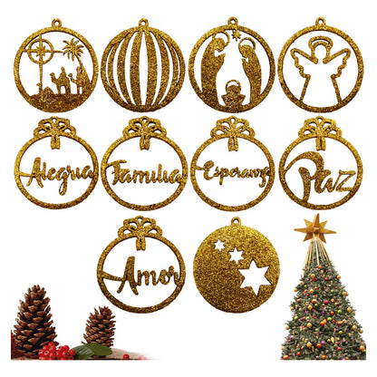 Esferas Navideñas Decoración Diamantina 9cm Kit 60piezas Mdf Agua