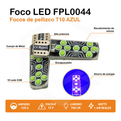 Kit De 10 Focos De Pellizco T10 18 Led Cob Gel Alta Potencia
