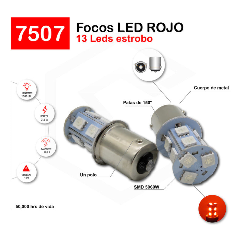2 Focos 1157 1156 1176 3157 7440 7443 13 Leds  Estrobo 12v