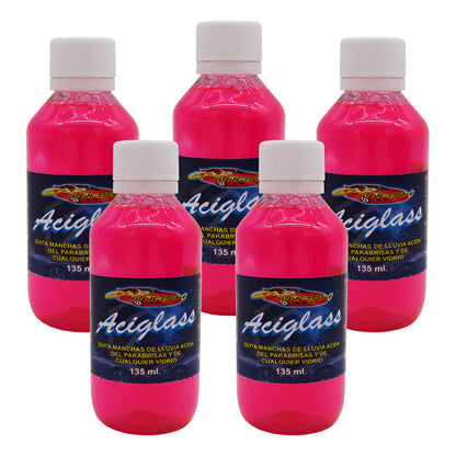 5 Limpiador Quita Manchas Lluvia Ácida Cristal Vidrios 120ml Blanco