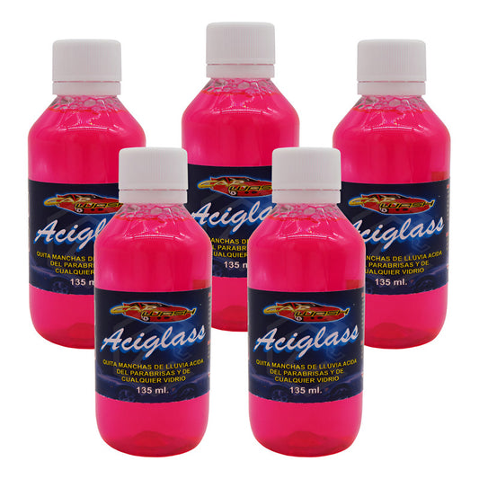 5 Limpiador Quita Manchas Lluvia Ácida Cristal Vidrios 120ml Blanco