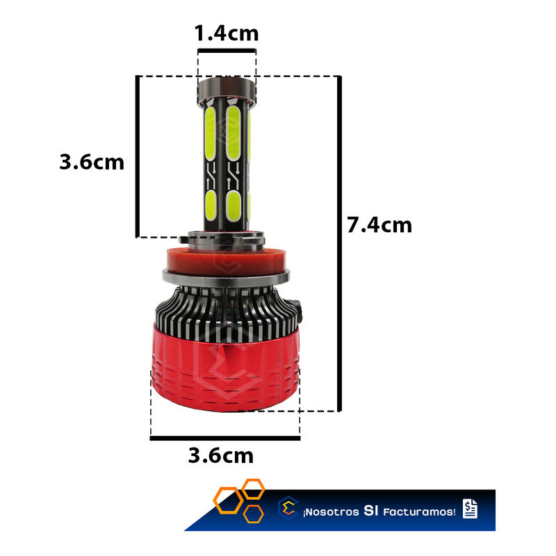 2 Focos Led H11 Ventilador Alta Baja Aro Luz 15,000lm 12-24v H11