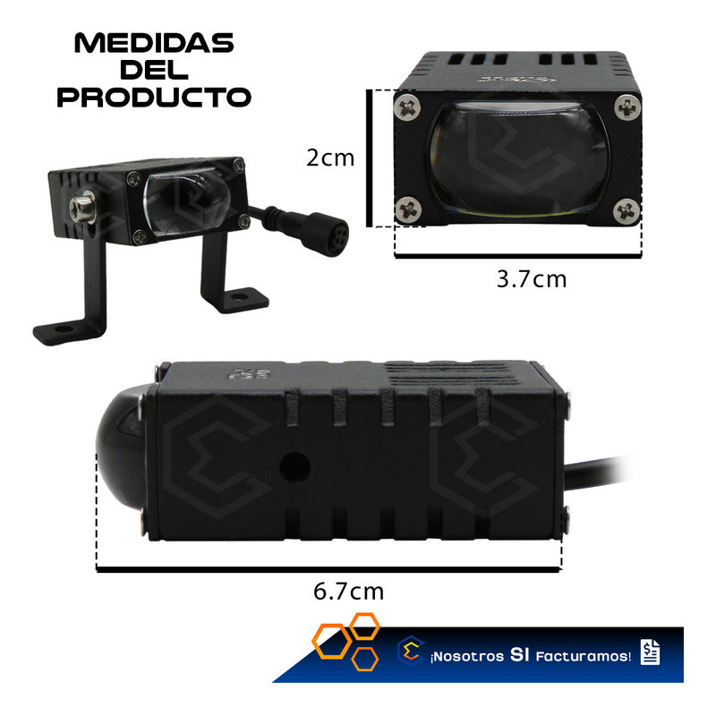 Par De Faros 6 Led Rectangular Lupa Blanco Ambar Flood 9-30v