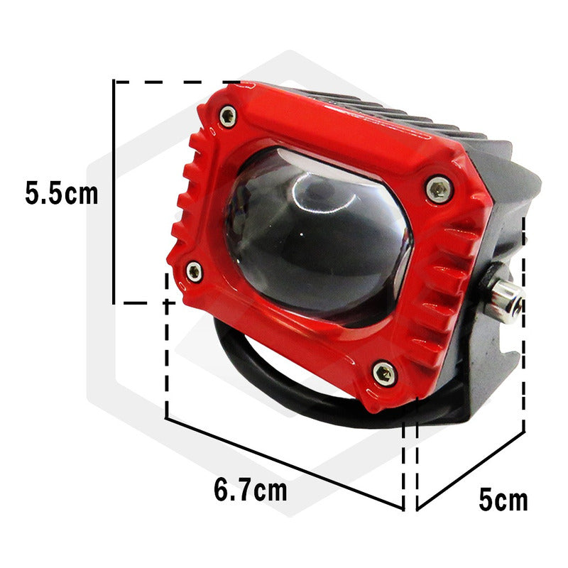 Par De Faros Con Lupa  10-30v Cuadrado Blanco/ambar 16000lm