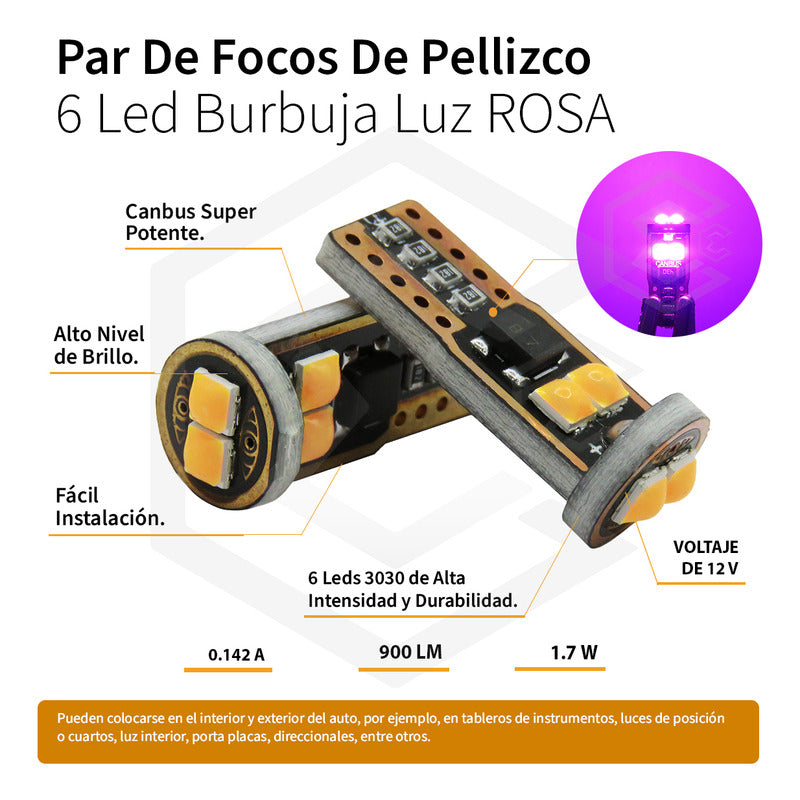 Kit 10 Focos Pellizco 6 Led Burbuja Canbus Super Potente 12v