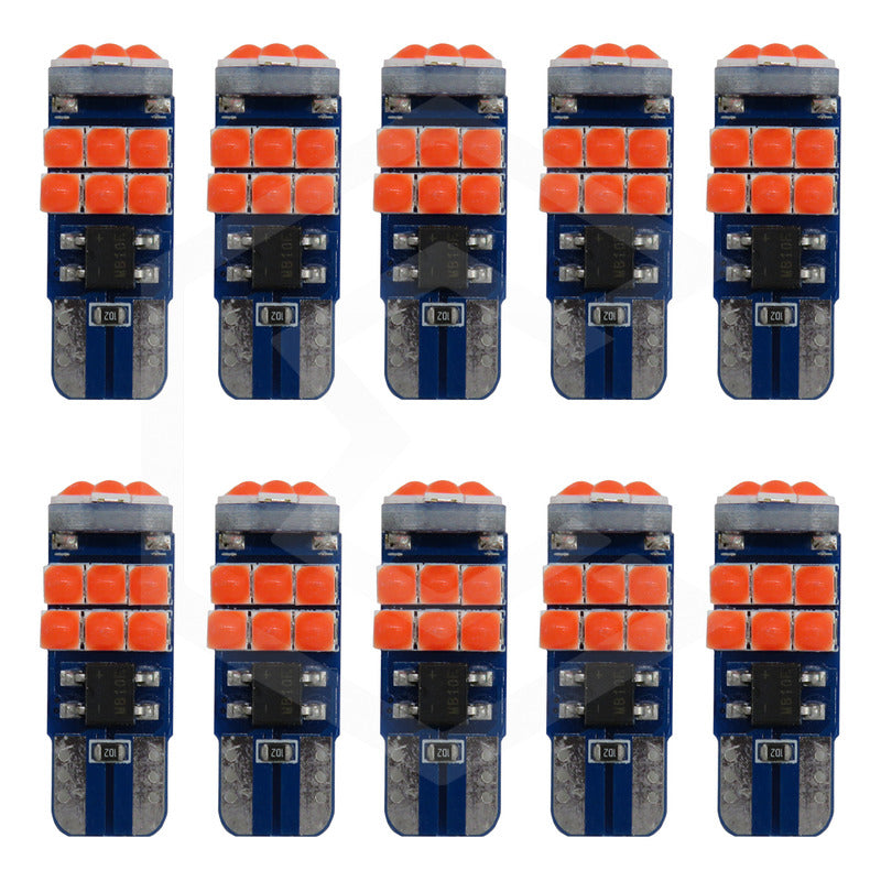 Kit De 10 Focos Pellizco T10 15 Leds Burbuja Doble Polaridad