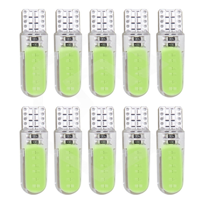Kit De 10 Focos De Pellizco T10 12 Leds Cob Chip 80 Ma 12v