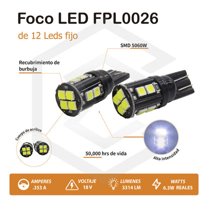 Kit 5 Par De Focos De Pellizco 12 Led Canbus Smd