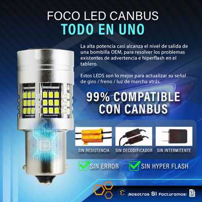 2 Focos 1156 54 Leds Canbus Fijo Ventilador 12v 29w 1000lm