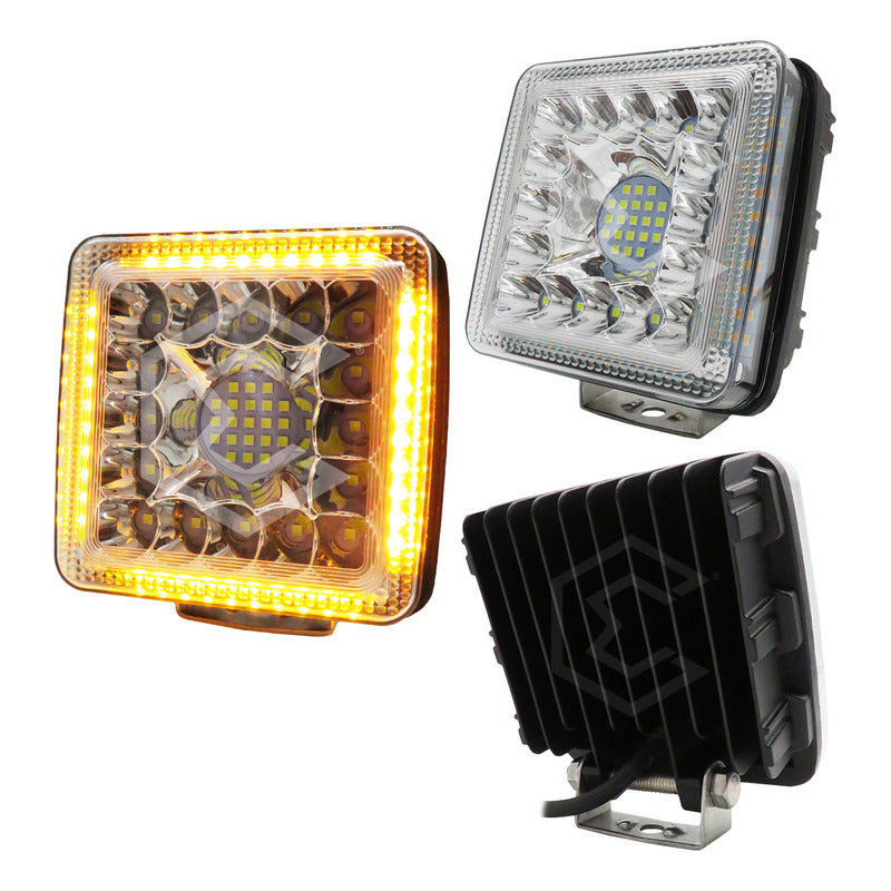 Par De Faros 77 Leds Auxiliares Luz Fija Aro De Luz 10-30v