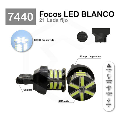 2 Focos 3157 1156 1157 7440 7443 1176 21 Leds Fijo Par Focos