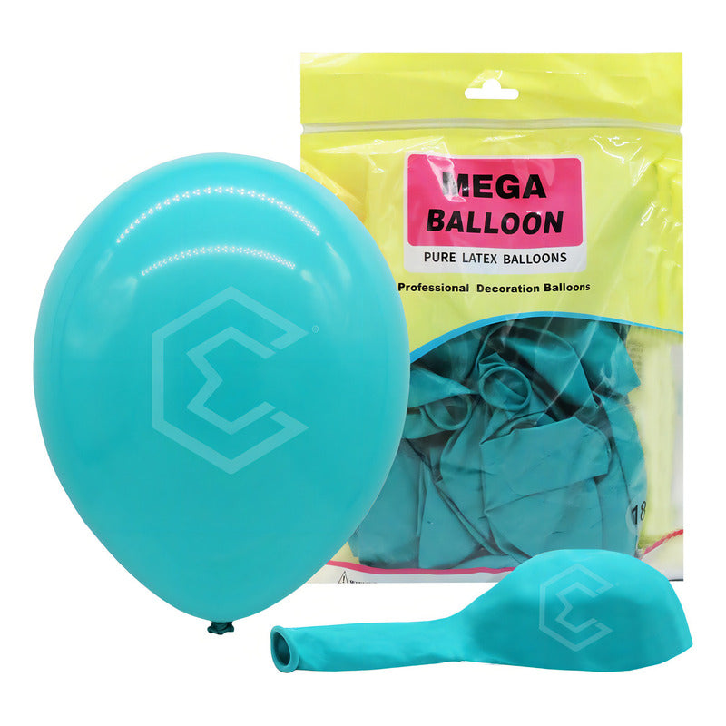Bolsa 25 Globos Azul Cielo Brillosos #18 Fiestas Bodas Latex Color Agua