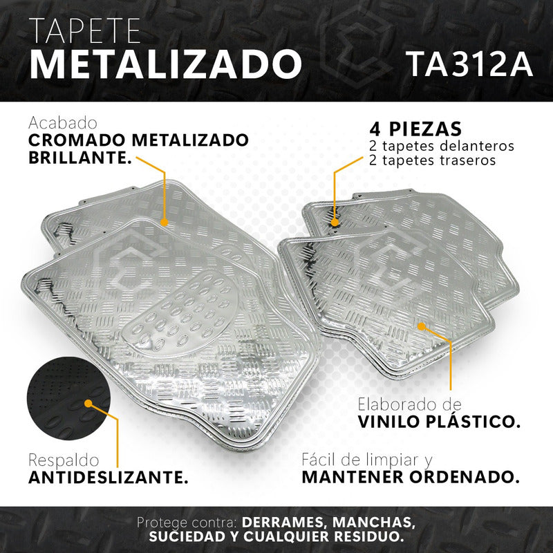 Tapete Metalizado Auto Juego De 4 Piezas Color A Elegir