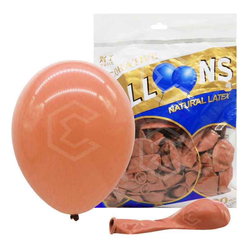 Bolsa 100 Globos Rosa Durazno Brillo #10 Fiestas Bodas Latex Durazno