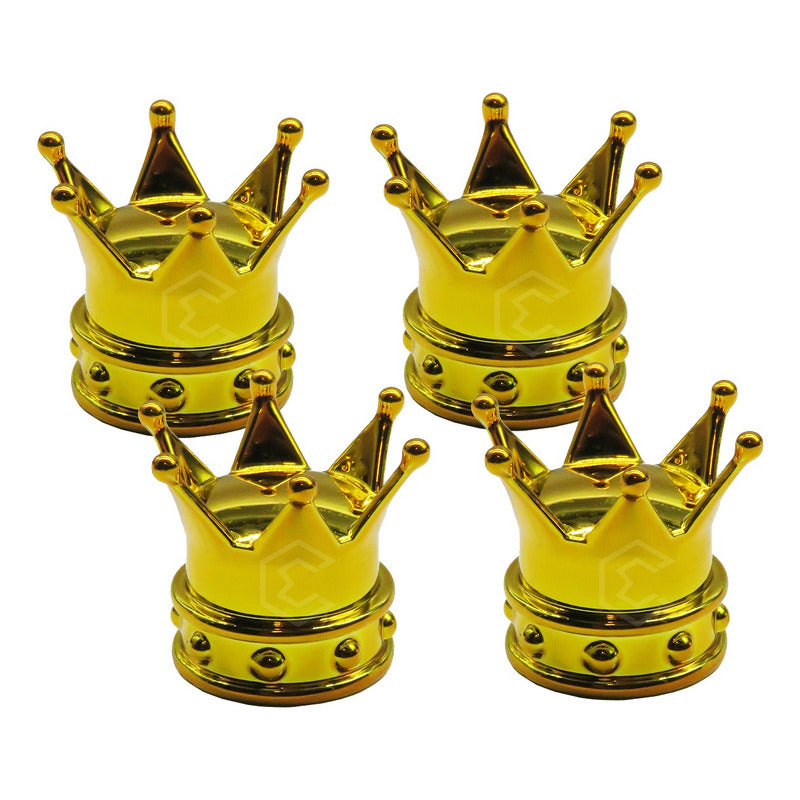 Kit 4 Tapon Cubre Pivote Válvula Metálico Corona Auto Moto