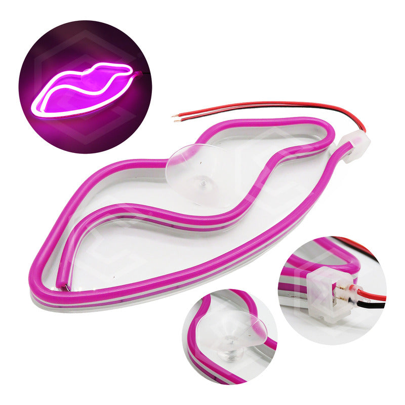 Figura Beso Led Luz Neon Parabrisas Chupón Grande 26cm 12v