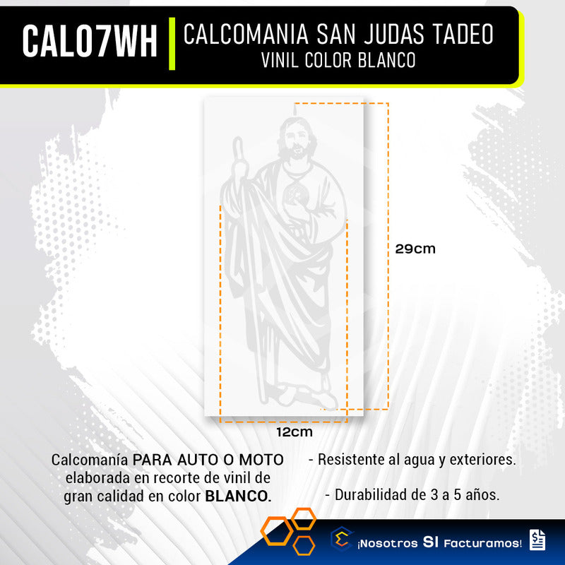 Calcomanía San Judas Tadeo Sticker Vinil Auto Moto 29cmx12cm