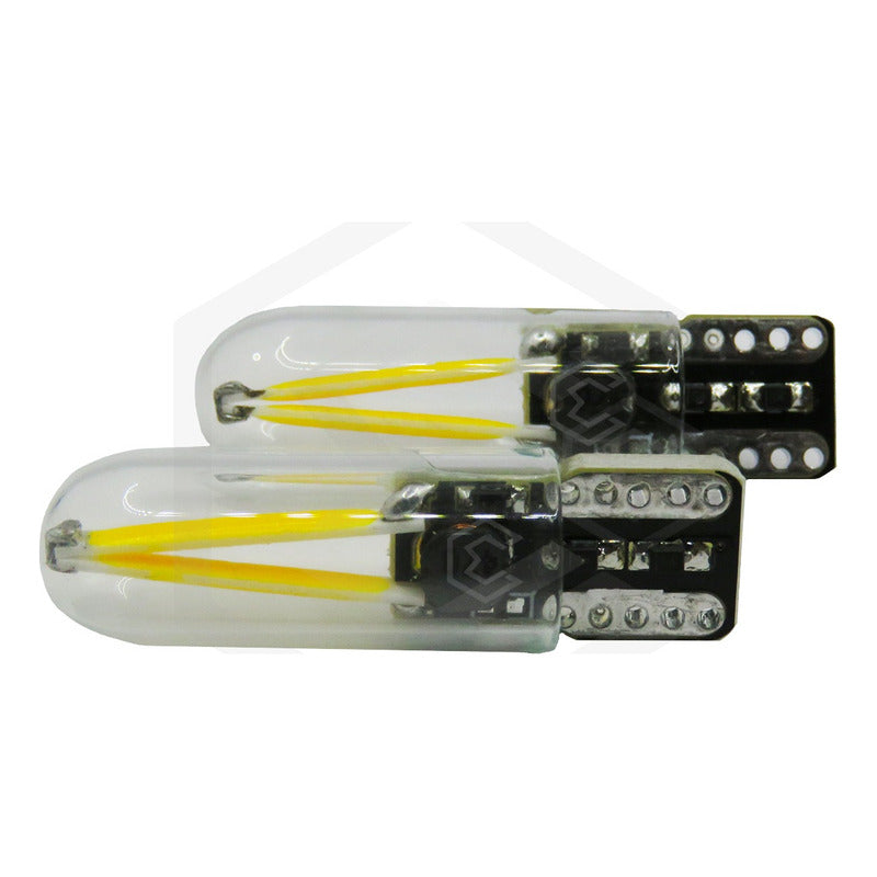 Par Focos De Pellizco Led Cob Vidrio Filamento Canbus T10 W5