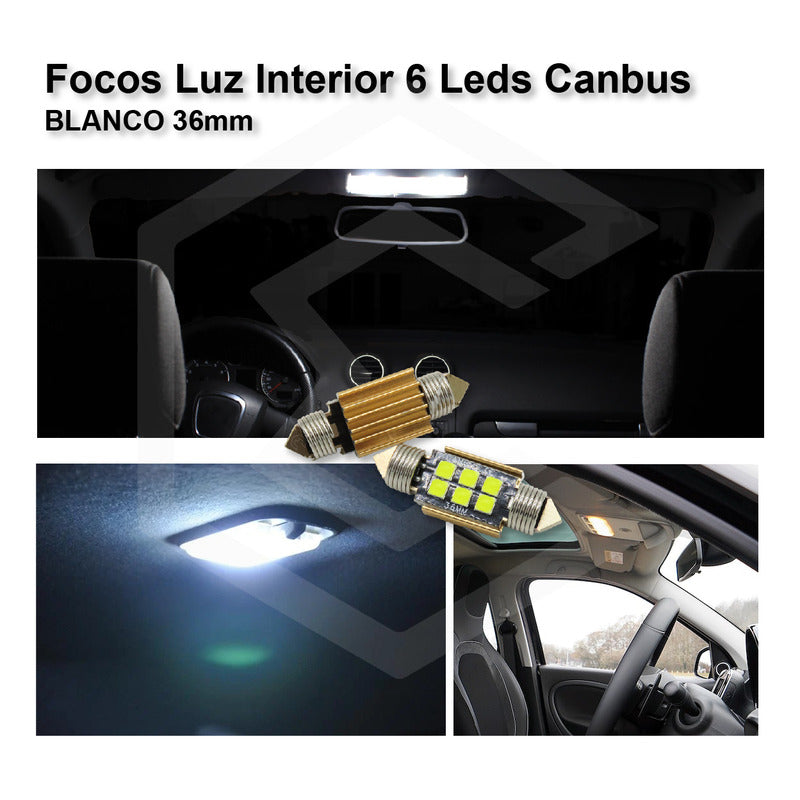 Kit 10 Focos Luz Interior 31 36 39 41 Mm 6 Leds Canbus 12v