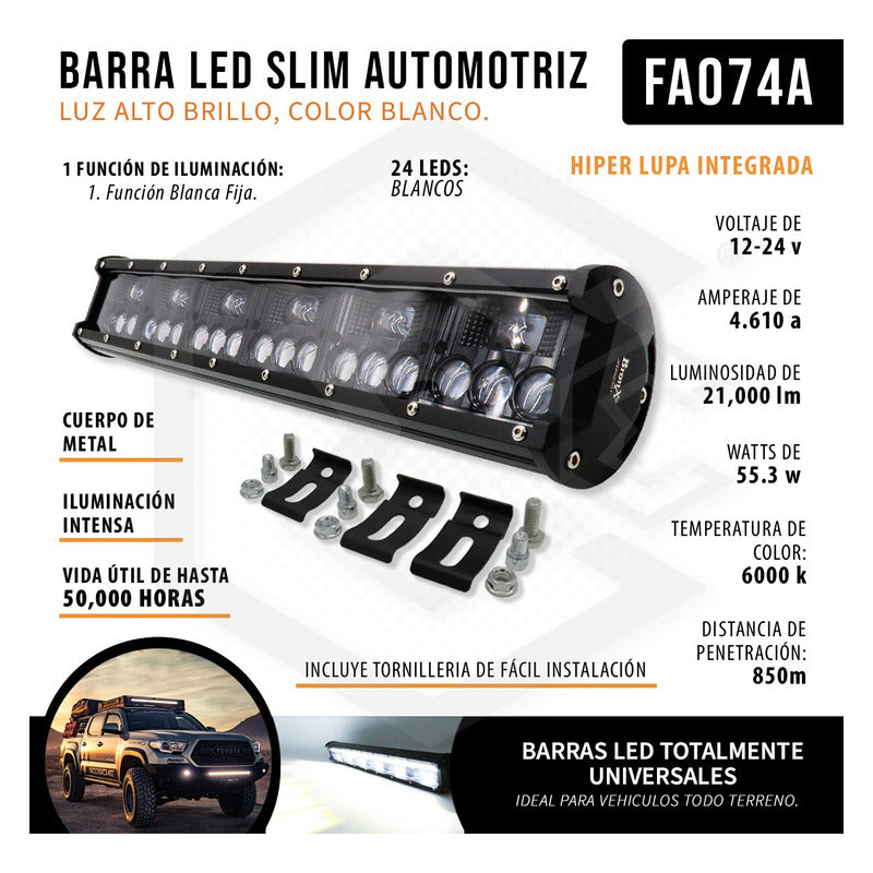 Barra 24 Hiperleds Funcion Blanco Fijo 17'' 21,000lm 12-24v
