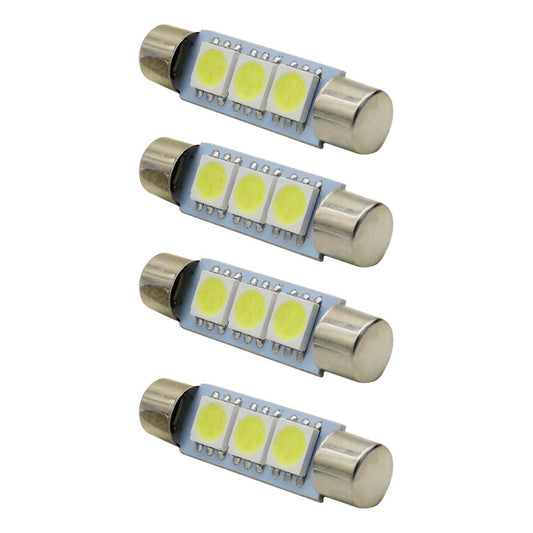 4 Focos Fusibles Festoon 28mm 31 Mm T6.3 Con 3 Led Viseras