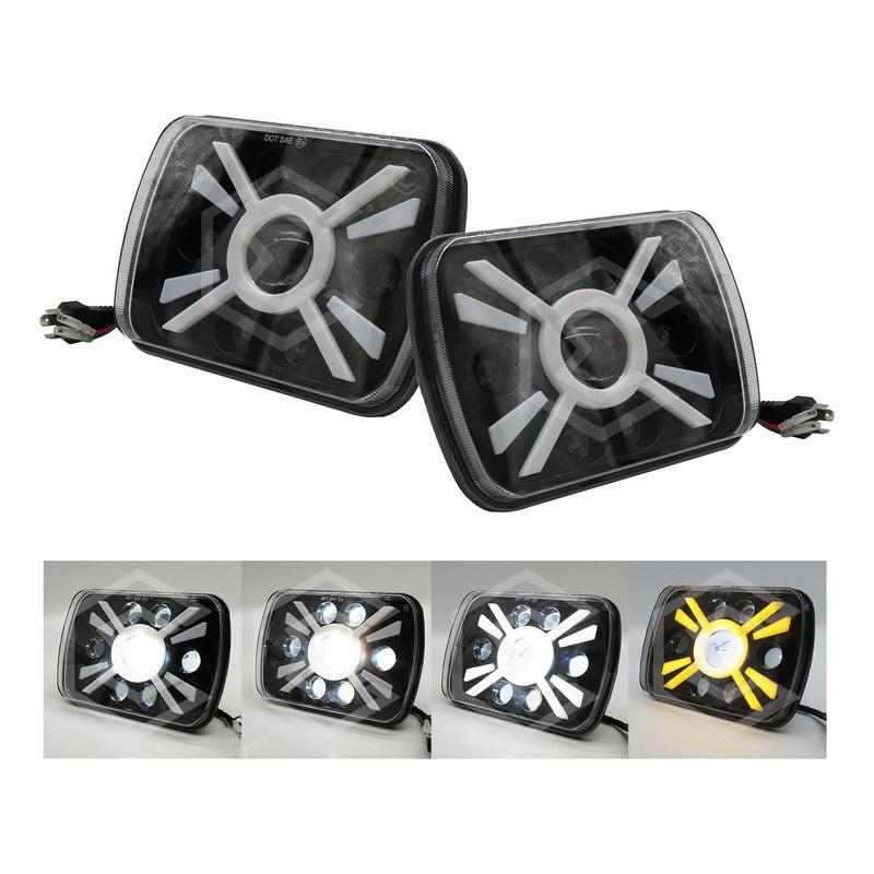 Par De Faros Unidad 5x7 Rectangular Bicolor Led Cree 12-24v