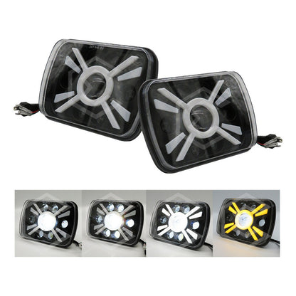 Par De Faros Unidad 5x7 Rectangular Bicolor Led Cree 12-24v