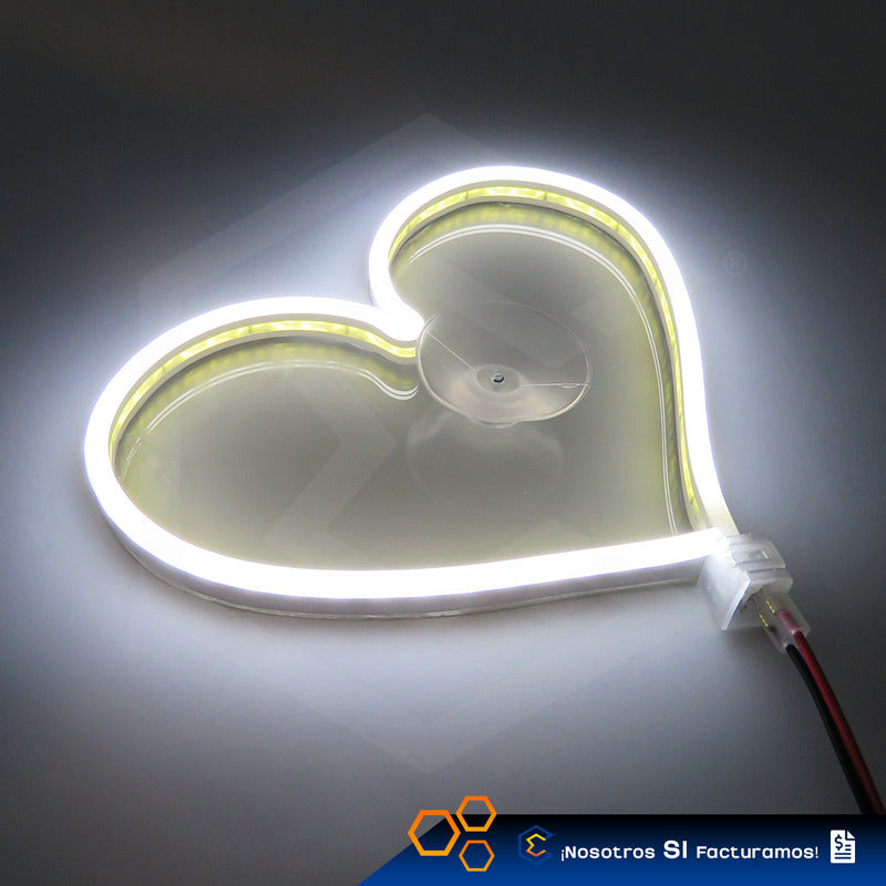 Figura Corazon Led Luz Neon Parabrisas Chupón Grande26cm 12v