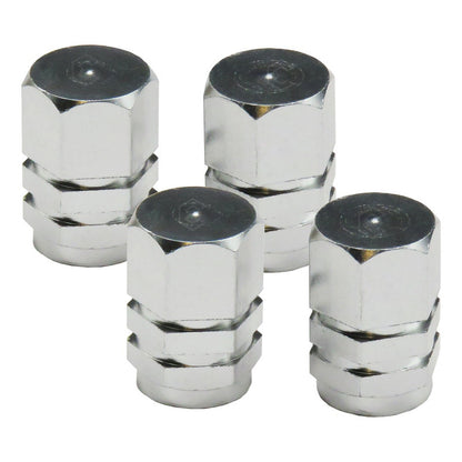 Kit 4 Tapon Cubre Pivote Válvula Metálico Hexagono Auto Moto