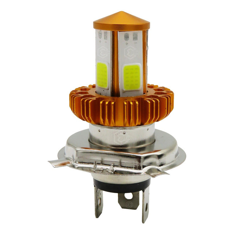 Foco De Carro/moto H4 2 Polos Ba20d Con Luz Led 4 Caras 15w