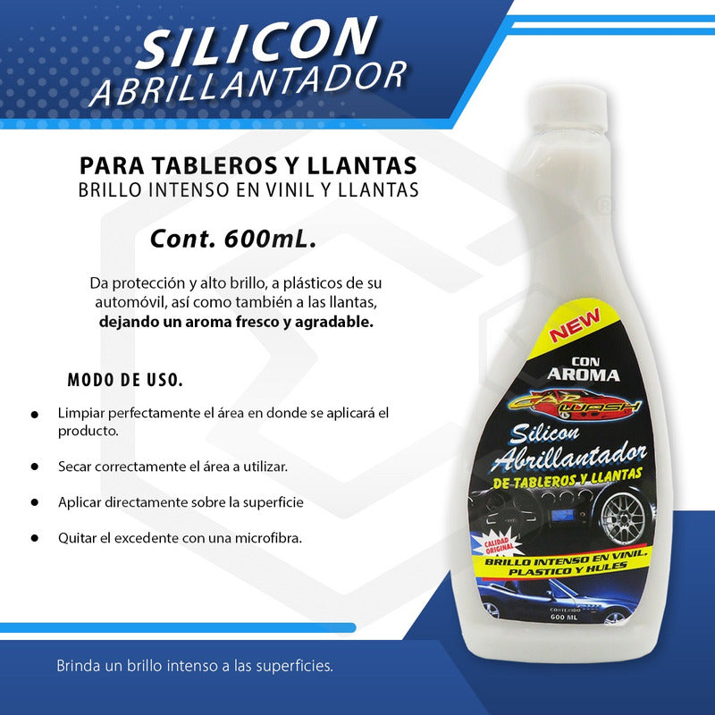 5 Silicón Abrillantador De Tableros Y Llantas Brillo Intenso Beige