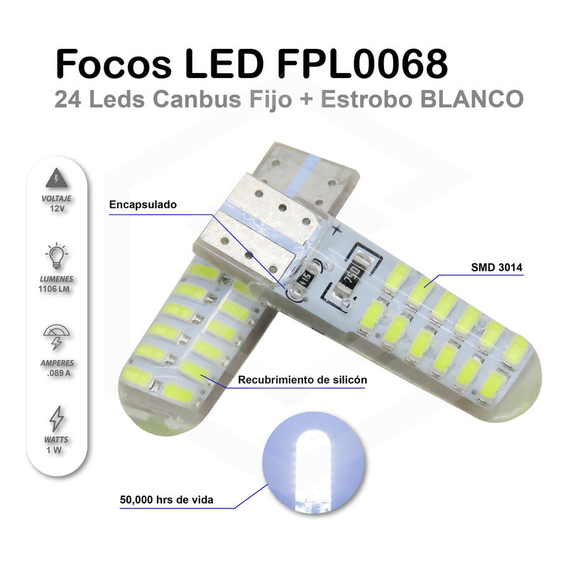 Kit De 10 Focos De Pellizco 24 Leds Canbus Fijo+estrobo 12v