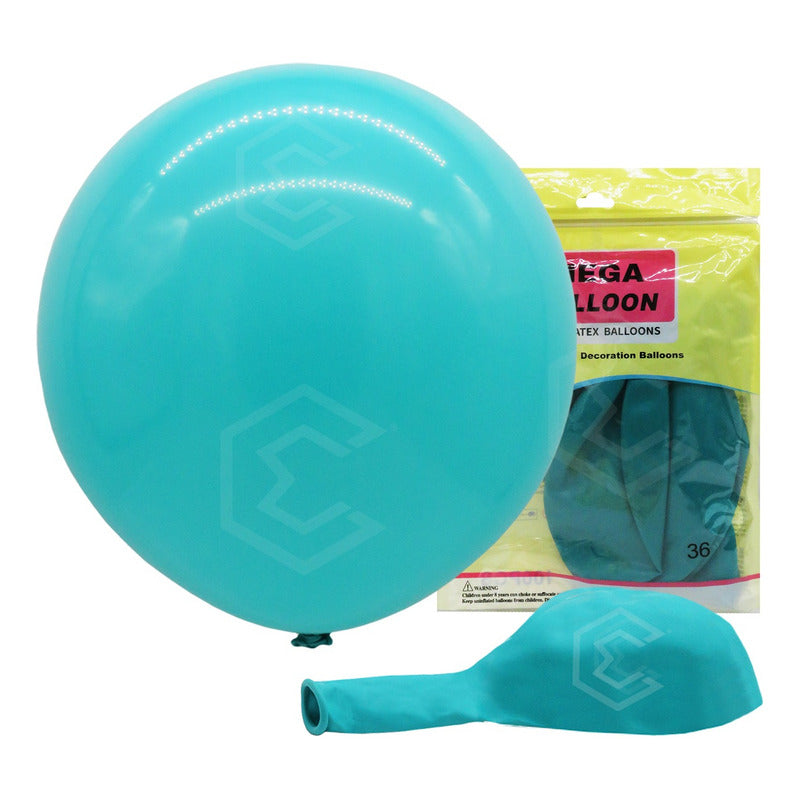 Bolsa 3 Globos Azul Cielo Brilloso #36 Fiestas Bodas Latex Azul Cielo Brilloso