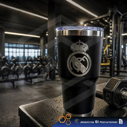 Vaso Termo Real Madrid Champions Láser Acero Inoxidable 30oz Negro Vaso Termo Real Madrid Champions Láser Acero Inoxidable 30oz