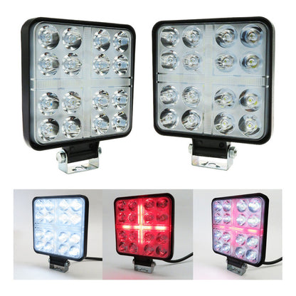 Par De Faros Cuadrados 33 Leds Aro De Luz Cruz Ip67 12-24v