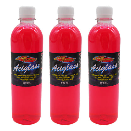 3 Limpiador Quita Manchas Lluvia Ácida Cristal Vidrios 500ml Agua
