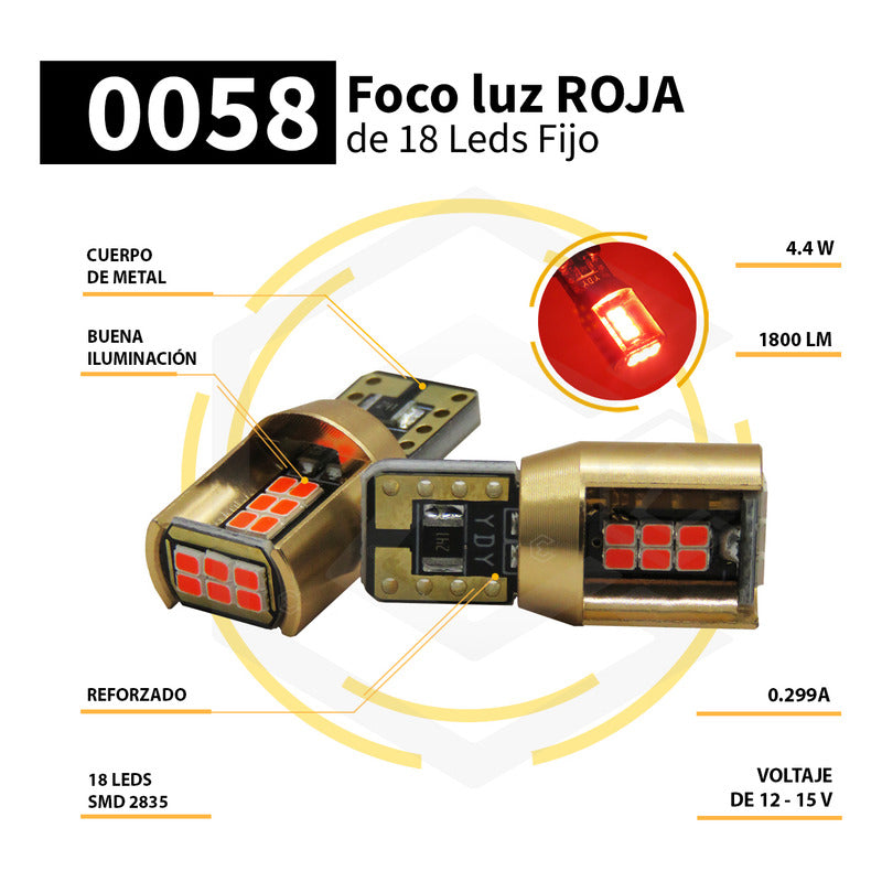 Par De Focos De Pellizco T10 18 Leds Canbus Aluminio 12v