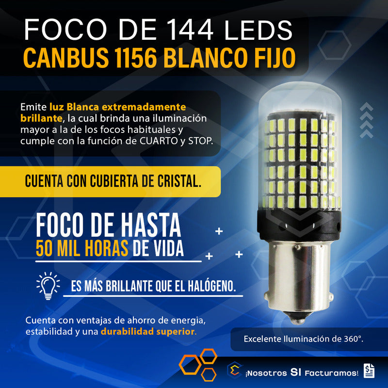 Par Focos 1156 1141 144 Leds Canbus Cristal Cuartos Stop 12v