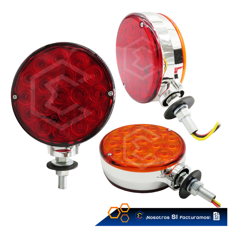 1 Plafón Direccional Redonda 36 Leds Estrobo Bicolor 12-24v Bicolor