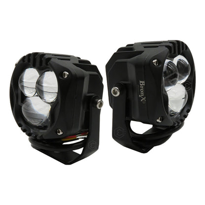 Par De Faros Cuadrado Bicolor 5 Leds Hiper Lupa Fijo 12-24v